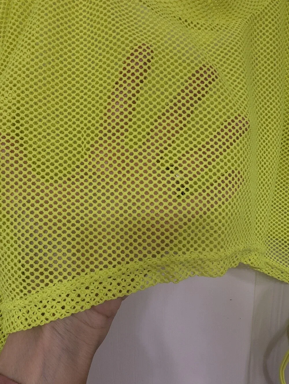 Neon Yellow/ Green  Mesh Swim Cover  Crop Top and Shorts